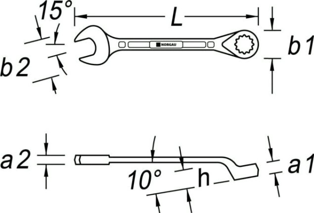 Ключ комбинированный Norgau тип N7B изогнутый 17 мм [060223187]