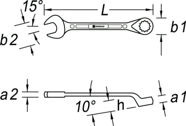 Ключ комбинированный Norgau тип N7B изогнутый 18 мм [060223193]