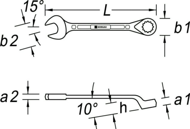 Ключ комбинированный Norgau тип N7B изогнутый 22 мм [060223214]