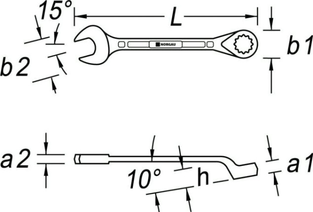 Ключ комбинированный Norgau тип N7B изогнутый 23 мм [060223220]