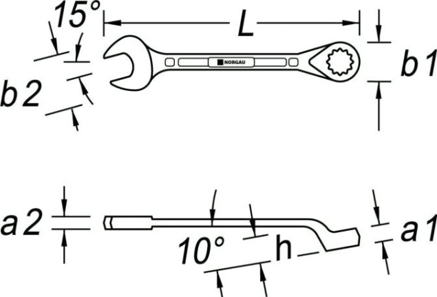 Ключ комбинированный Norgau тип N7B изогнутый 24 мм [060223223]