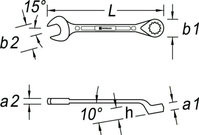 Ключ комбинированный Norgau тип N7B изогнутый 25 мм [060223232]