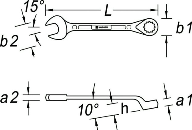 Ключ комбинированный Norgau тип N7B изогнутый 26 мм [060223235]