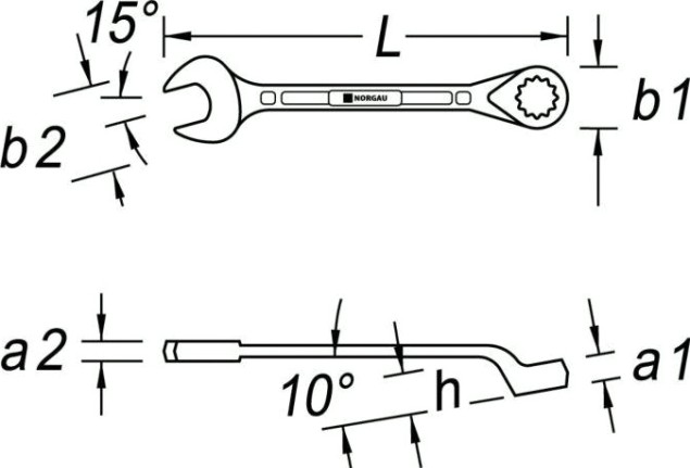 Ключ комбинированный Norgau тип N7B изогнутый 3/4" [060223435]