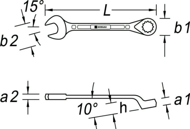 Ключ комбинированный Norgau тип N7B изогнутый 3/8" [060223409]