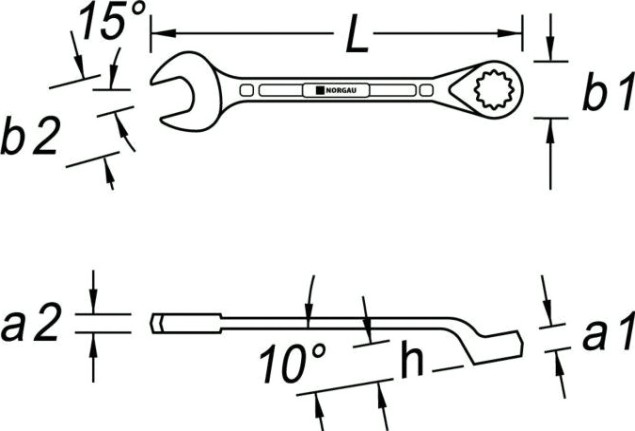 Ключ комбинированный Norgau тип N7B изогнутый 30 мм [060223253]