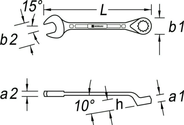 Ключ комбинированный Norgau тип N7B изогнутый 5/16" [060223406]
