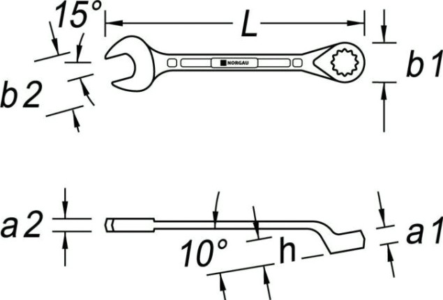 Ключ комбинированный Norgau тип N7B изогнутый 6 мм [060223097]