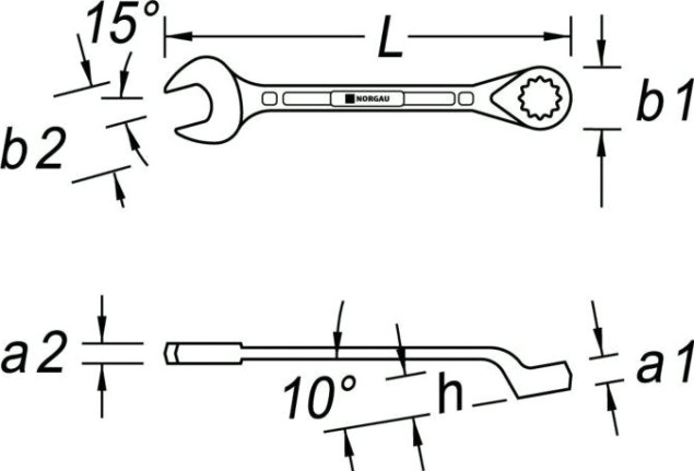 Ключ комбинированный Norgau тип N7B изогнутый 7/16 [060223413]
