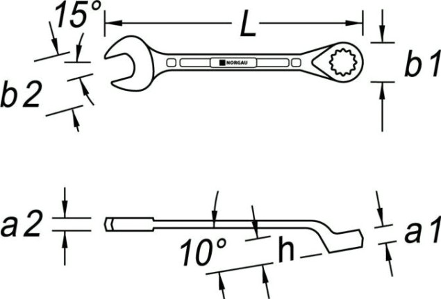 Ключ комбинированный Norgau тип N7B изогнутый 7/8" [060223442]