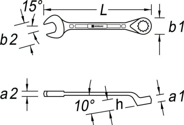 Ключ комбинированный Norgau тип N7B изогнутый 7 мм [060223109]