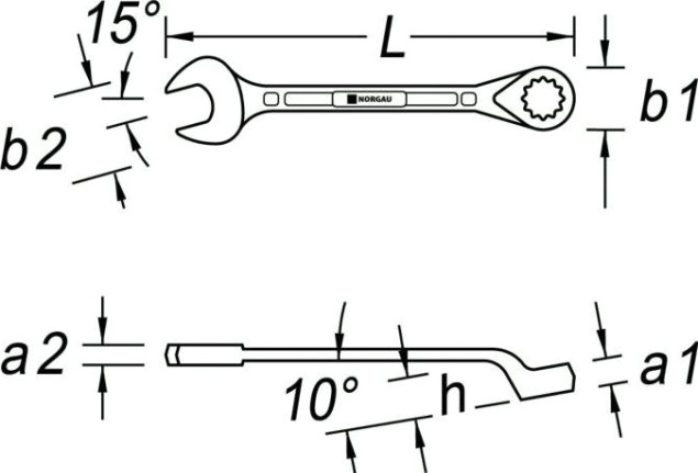 Ключ комбинированный Norgau тип N7B изогнутый 9/16" [060223423]