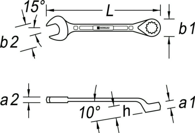 Ключ комбинированный Norgau тип N7B изогнутый 9 мм [060223121]