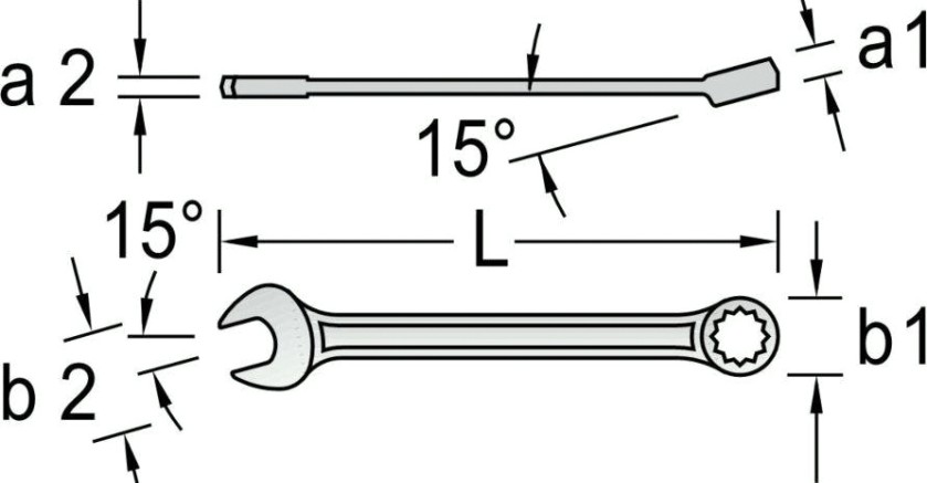 Ключ комбинированный Norgau тип N7L удлиненный 15 мм [060227015]