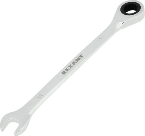 Ключ комбинированный REXANT 12-5806-1 трещоточный 11 мм, crv, зеркальный хром