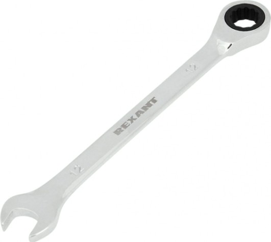 Ключ комбинированный REXANT 12-5807-1 трещоточный 12 мм, crv, зеркальный хром