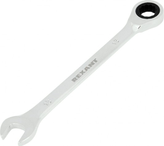 Ключ комбинированный REXANT 12-5808-1 трещоточный 13 мм, crv, зеркальный хром