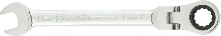 Ключ комбинированный трещоточный MATRIX 13мм, crv, шарнирный, зерк.хром [14865]