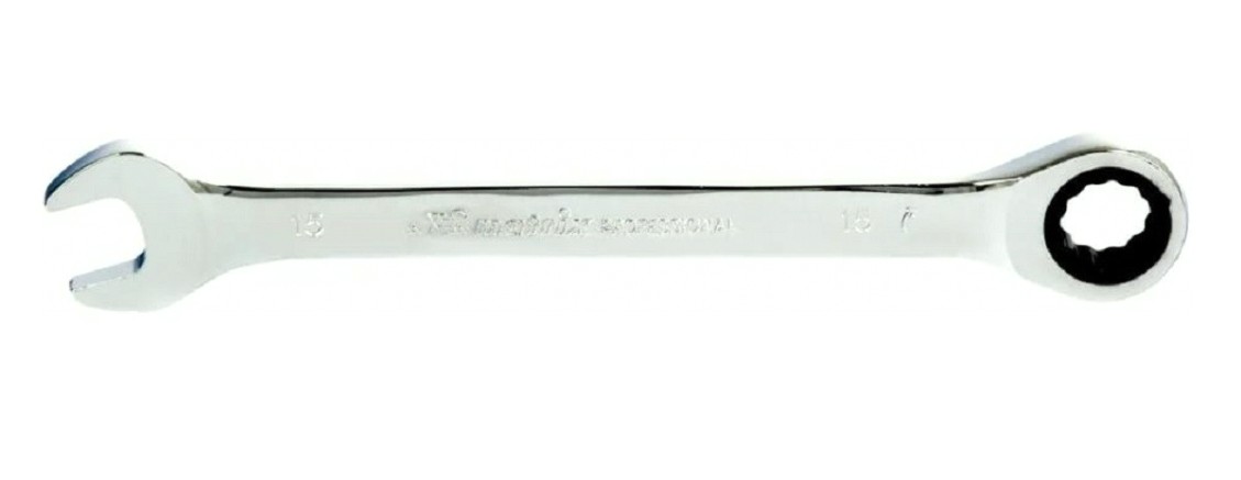 Ключ комбинированный трещоточный MATRIX 14808 15мм, CrV Ключ комбинированный трещоточный MATRIX 14808 15мм, CrV