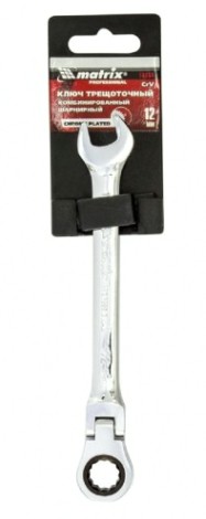 Ключ комбинированный трещоточный MATRIX 14864 12мм, CrV шарнирный