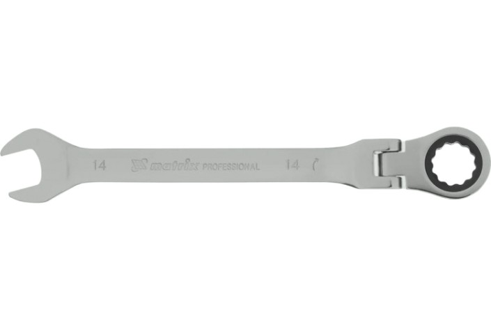 Ключ комбинированный трещоточный MATRIX 14866 14мм, CrV шарнирный Ключ комбинированный трещоточный MATRIX 14866 14мм, CrV шарнирный