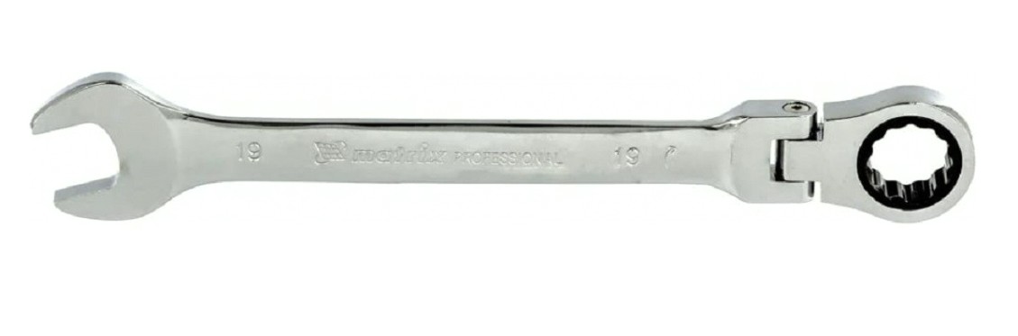 Ключ комбинированный трещоточный MATRIX 14871 19мм, CrV, шарнирный Ключ комбинированный трещоточный MATRIX 14871 19мм, CrV, шарнирный