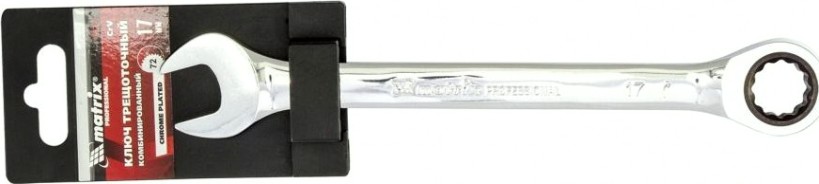 Ключ комбинированный трещоточный MATRIX 17мм, crv, зеркальный хром [14810]