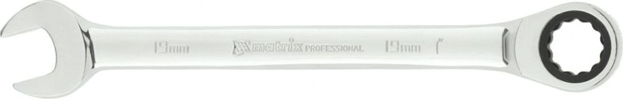Ключ комбинированный трещоточный MATRIX 19мм, crv, зеркальный хром [14812]