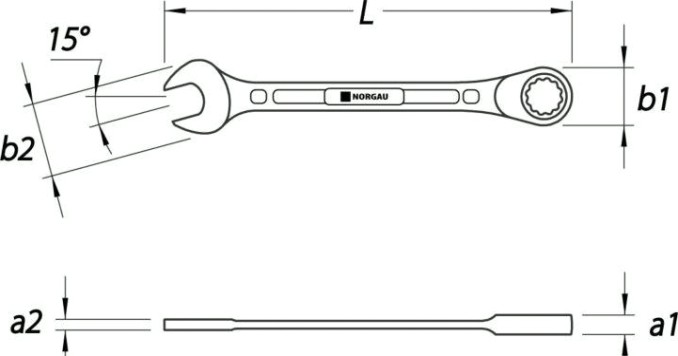 Ключ комбинированный трещоточный Norgau тип N7R 15 мм [060240015]