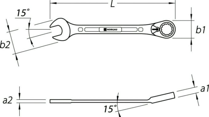 Ключ комбинированный трещоточный Norgau тип N7UR с переключающейся 10 мм [060249010]