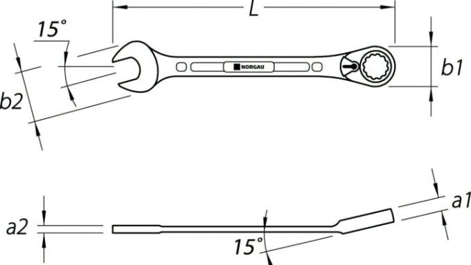 Ключ комбинированный трещоточный Norgau тип N7UR с переключающейся 11 мм [060249011]