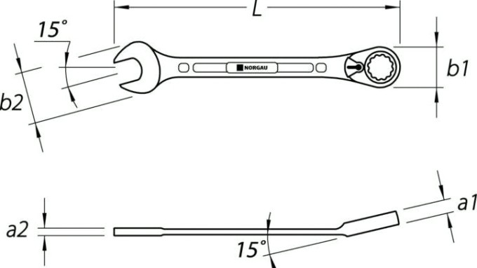 Ключ комбинированный трещоточный Norgau тип N7UR с переключающейся 12 мм [060249012]