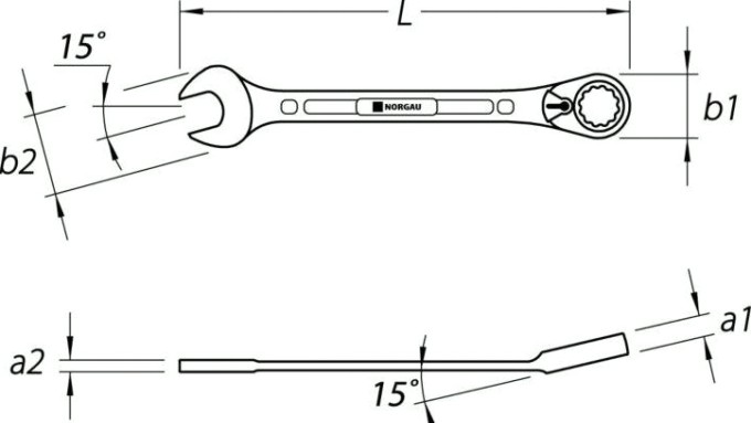 Ключ комбинированный трещоточный Norgau тип N7UR с переключающейся 13 мм [060249013]