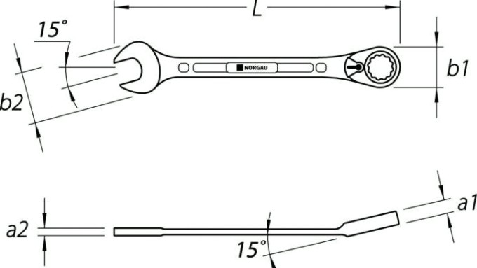 Ключ комбинированный трещоточный Norgau тип N7UR с переключающейся 14 мм [060249014]