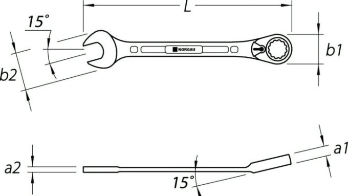 Ключ комбинированный трещоточный Norgau тип N7UR с переключающейся 17 мм [060249017]