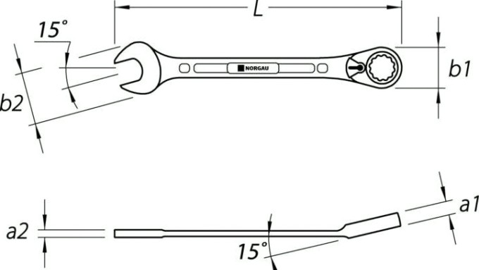 Ключ комбинированный трещоточный Norgau тип N7UR с переключающейся 18 мм [060249018]