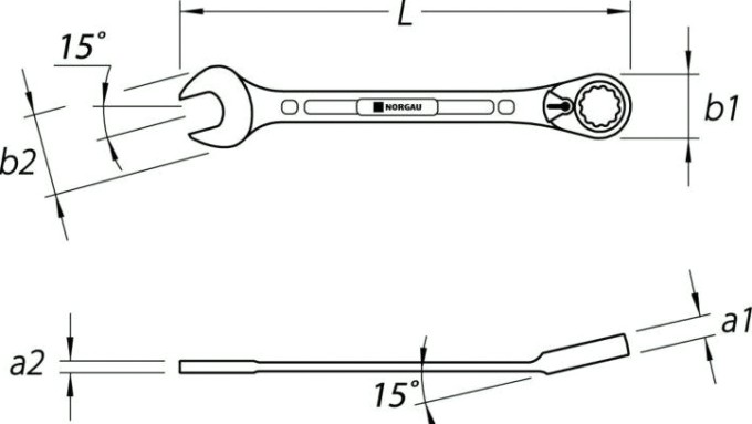 Ключ комбинированный трещоточный Norgau тип N7UR с переключающейся 19 мм [060249019]