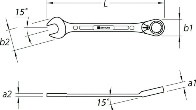 Ключ комбинированный трещоточный Norgau тип N7UR с переключающейся 8 мм [060249008]