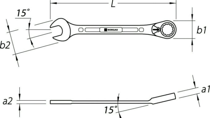 Ключ комбинированный трещоточный Norgau тип N7UR с переключающейся 9 мм [060249009]