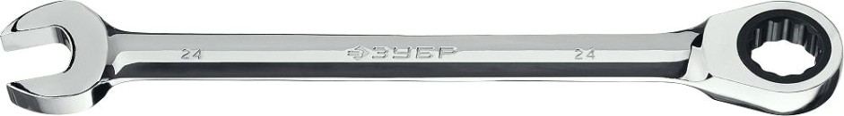 Ключ комбинированный трещоточный ЗУБР МАСТЕР гаечный 24 мм, [27074-24]
