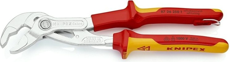 Ключ переставной KNIPEX 8726250T cobra 250 мм с фиксатором, диэлектрические [KN-8726250T]