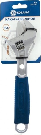 Ключ разводной Кобальт 244-957 260 мм, ширина захвата 35 мм двухкомпонентная руко