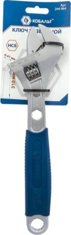 Ключ разводной Кобальт 244-964 310 мм, ширина захвата 41 мм двухкомпонентная руко