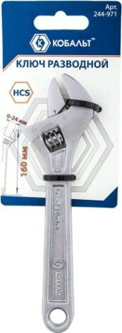 Ключ разводной Кобальт 244-971 160 мм, ширина захвата 24 мм.