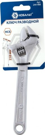 Ключ разводной Кобальт 244-988 210 мм, ширина захвата 30 мм.