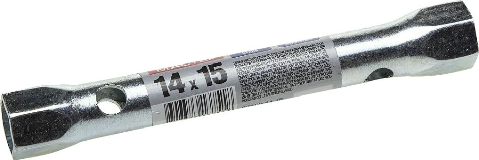 Ключ трубчатый ЗУБР МАСТЕР двухсторонний, прямой, 14х15мм [27162-14-15]