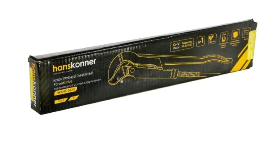 Ключ трубный рычажный HANSKONNER HK1045-04-P1 1", №1, 300мм, 45°, CrV сталь, закаленные губки