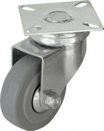 Колесная опора аппаратная LONGWAY SCg42 поворотная, серая резина, D-100 мм [01230150]