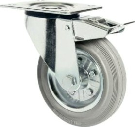 Колесная опора аппаратная LONGWAY SCgb30 поворотная, с тормозом, серая резина, D-65 мм