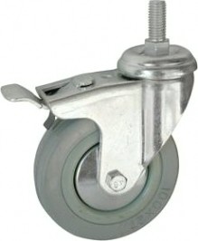 Колесная опора аппаратная LONGWAY SCtgb42 поворотная, с тормозом, болт 12 мм, D-100мм